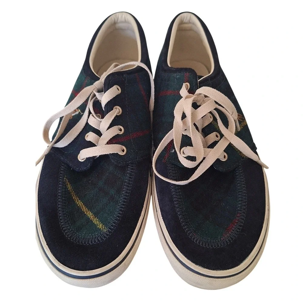 POLO Ralph Lauren Shoes Mens SIZE‎ 12 Faxon X Wool Plaid Suede Leather